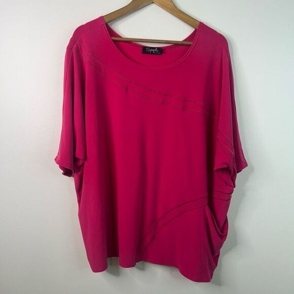 Sympli Fuchsia Pink Dolman Oversized Tunic Top Size 14 Artsy Asymmetrical - Picture 1 of 9